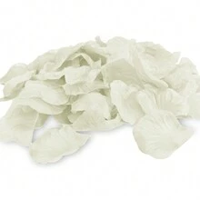 1200片玫瑰花瓣，4.5cm人造玫瑰花瓣，婚禮生日情人節告白浪漫之夜派對周年慶祝裝飾用假絲綢玫瑰花瓣 - Milky white - 查看 8