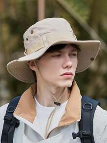 1pc Men's Wide Brim Sun Protection Bucket Hat, Foldable Summer Outdoor Bucket Hat, Suitable For Fishing, Hiking, CampingMen's Sun Hat Summer Hat, Suitable For Summer Outdoor Activities Such As Hiking And Fishing