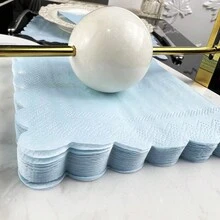 60 件 9.84 * 9.84 英寸一次性浅蓝色不对称边缘餐巾，宴会装饰产品，婚礼，家庭聚会，餐厅装饰纸 - 淺藍色 - 查看 4