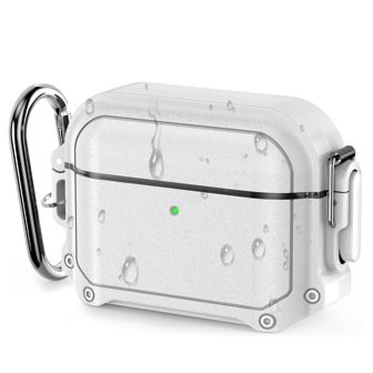 Capa para AirPods Pro com trava - Capa à prova d'água para AirPods Pro 2ª geração com mosquetão, proteção resistente e robusta, capa protetora rígida para USB-C/Lightning