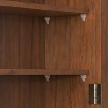 24.8"Glass Door Vintage Double Door Wall Cabinet With Three Tiers Of Storage With Towel Rack, For Bathroom, Kitchen,Dining Room,Brown