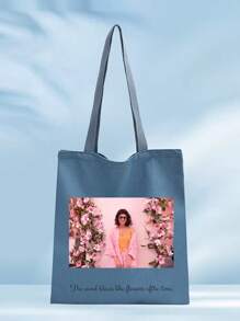 1个可定制可折叠帆布手提袋，轻便休闲购物袋，可定制为纪念品、派对装饰，独特简约时尚，可折叠手提包，适合情人节、万圣节、圣诞节、生日礼物