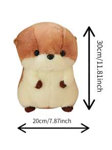 Bobbybear 1只可愛的帶連帽毛絨水獺玩具,創意水獺布娃娃坐墊生日禮物 - 咖啡棕 - 查看 8