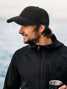 1 件装男士速干防水透气防晒棒球帽 - 黑色 - 查看 1