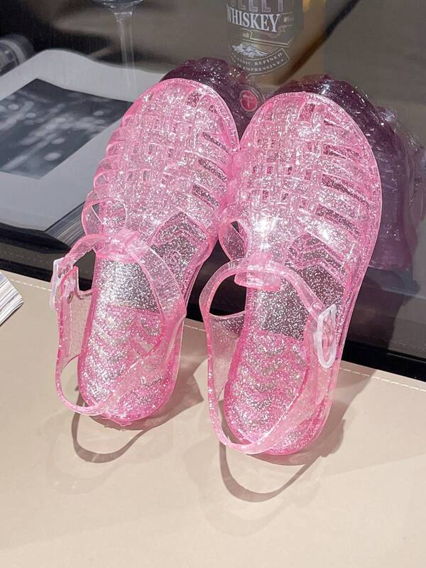 Children Sandals, Baby Beach Shoes, Summer Girl Flat Princess Shoes, Crystal Jelly Sandals