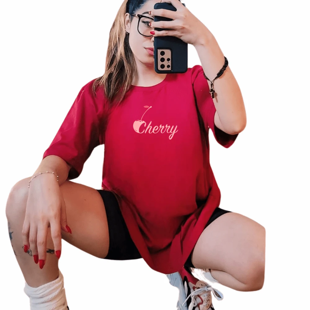 Women T-Shirts - 酒紅色 - 查看 1