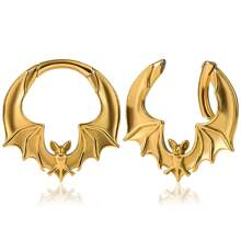 1入組低過敏不銹鋼蝙蝠塞式耳穴擴張器，時尚身體飾品