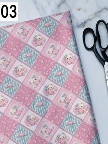 Tela de mezcla de poliéster de 110g de la serie de osos de dibujos animados, material suave y ligero hecho a mano para hacer manteles, ropa, bolsas, fundas antipolvo, almohadas