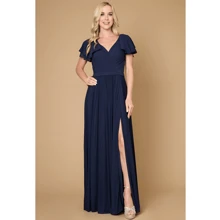 Short Sleeve Formal Mother Of The Bride Dress - Navy Blue - View 1