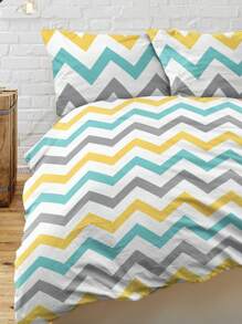 Chevron Pattern Duvet Cover Set Without Filler, 1 Duvet Cover  & 2 Pillowcase, Modern Fabric Bedding Set For Home - Multicolor - View 4