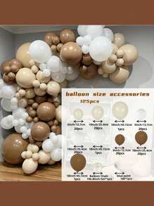 125pcs Coffee Brown Balloon Flower Garland Arch Kit For Wedding Birthday Party Decoration, Latex Balloon Decor, Birthday Photo Props, Birthday & Anniversary Party Indoor Room Decoration, Christmas - Multicolor - View 2