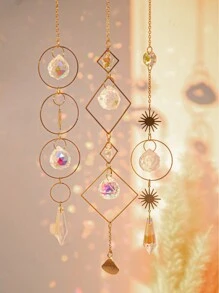 1入組天然水晶擺飾，月亮和星星，多彩人造水晶掛飾，適用於情人節牆壁，窗戶，室內裝飾 - PE0062 - 查看 7