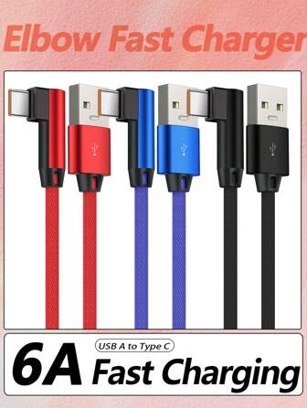 90 度充电线、USB Lightning 数据线尼龙编织快速充电线 USB C 充电器数据线快速充电、尼龙编织长 USB C 数据线、Type C 充电器数据线兼容 Galaxy S10 S9 S8 Plus、Note9 8 A60 A50、Moto G 和其他 USB C 设备兼容 16、16 Pro Max、15、15 Plus、15 Pro、15 Pro Max，兼容小米，兼容 OnePlus 90 度直角