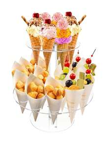 1/2PCS Ice Cream Stand, Clear Acrylic Party Ice Cream Cone Stand, Birthday Food Display Stand, Party Gathering Supplies