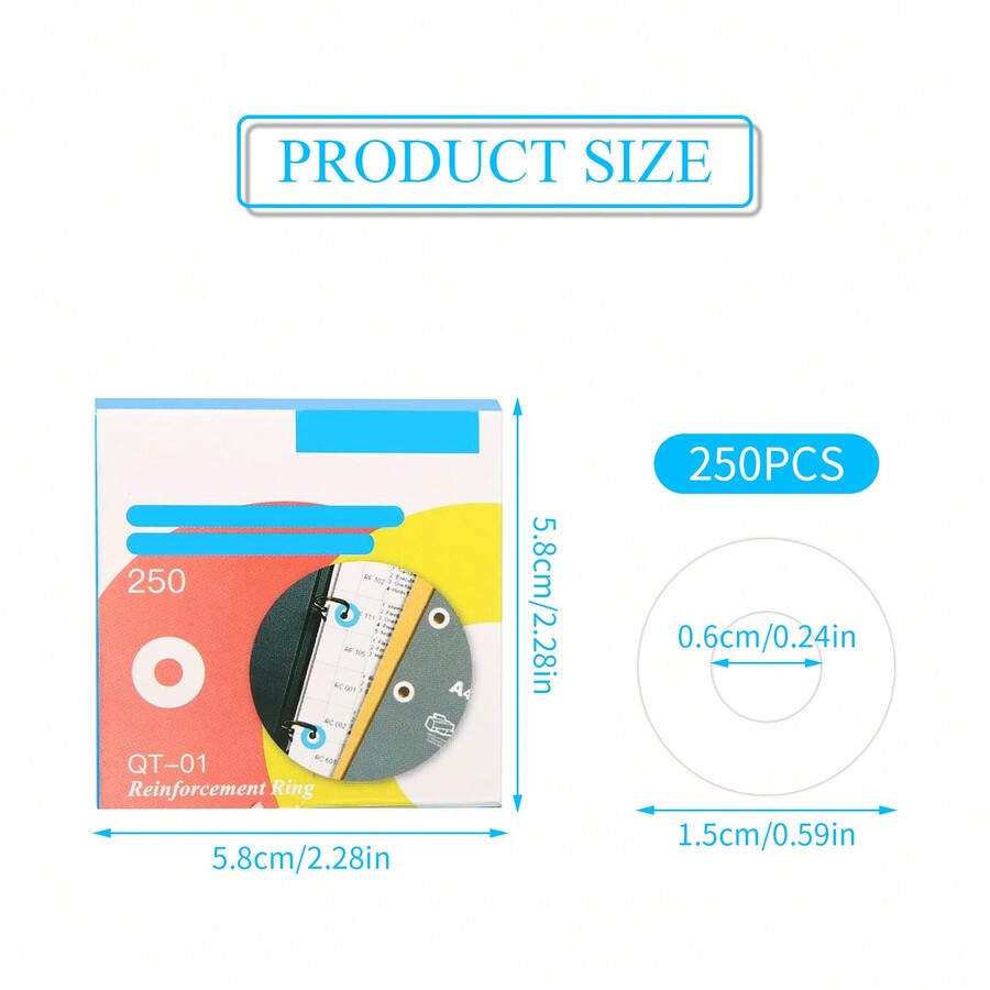 250Pcs Hole Punch Reinforcement Stickers, 6mm Hole Round SelfAdhesive