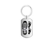 Porte-clés empreinte personnalisée avec photo ou nom pour père et enfant, cadeau parfait pour la fête des pères, l'anniversaire de papa ou les meilleurs amis - Argent - Voir 2