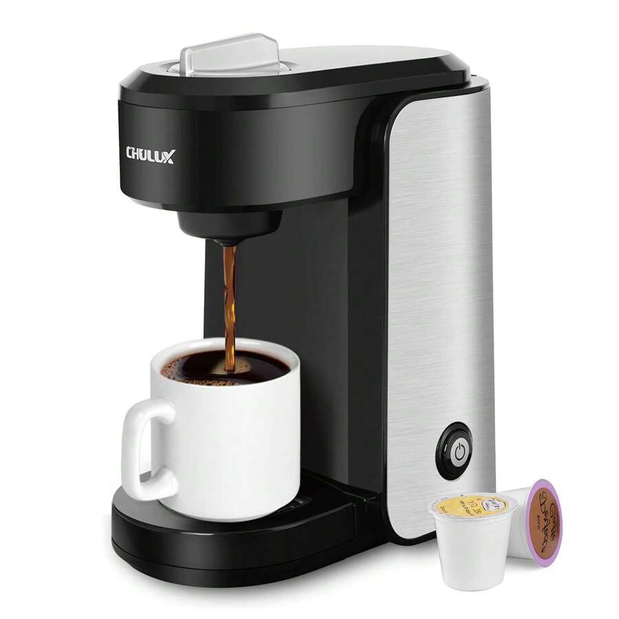 CHULUX Single Serve Coffee Maker Pod Coffee Machine, Upgraded Single Cup Coffee Maker For Fast Brewing, All-In-One Simple Coffee Machine Suitable For Ground Coffee Tea, Mini Coffee Maker Brews In Minutes - 查看 1