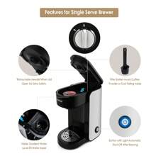 CHULUX Single Serve Coffee Maker Pod Coffee Machine, Upgraded Single Cup Coffee Maker For Fast Brewing, All-In-One Simple Coffee Machine Suitable For Ground Coffee Tea, Mini Coffee Maker Brews In Minutes - 查看 6
