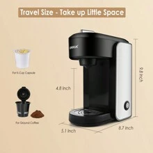 CHULUX Single Serve Coffee Maker Pod Coffee Machine, Upgraded Single Cup Coffee Maker For Fast Brewing, All-In-One Simple Coffee Machine Suitable For Ground Coffee Tea, Mini Coffee Maker Brews In Minutes - 查看 8