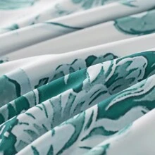 BedTreat Floral Duvet Cover Set Queen Size,3pcs Reversible Pattern-Solid Design Bedding Set,1 Duvet Cover With Zipper Closure & 8 Ties And 2 Pillow Shams,Soft(No Comforter) - Agate Green - View 8