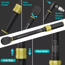 Llave dinamométrica ,Llave de torsión con Entrada , torquimetro, torquímetro, Matraca Neumática,ideal para mecánicos de automóviles/espacios reducidos - Negro - Ver 3