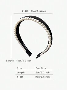 Elegant 1pc Solid Color Thick Faux Pearl Hairband For Women Headband Hair Hoop - Beige - View 11