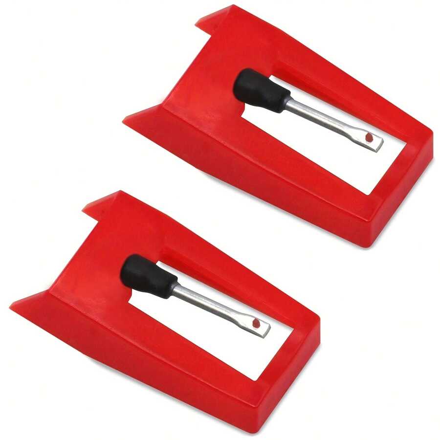 Agujas de tocadiscos, 2 piezas de estilos universales para tocadiscos, aguja de reemplazo para tocadiscos de vinilo LP fonógrafo - Rojo - Ver 1