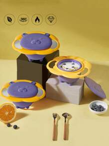 1pc 360° Rotating Anti-Spill Anti-Drop Baby Feeding Bowl, Saucer Shaped, Suitable For Infant & Toddler Daily Use