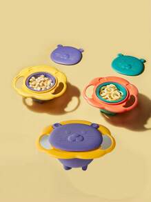 1pc 360° Rotating Anti-Spill Anti-Drop Baby Feeding Bowl, Saucer Shaped, Suitable For Infant & Toddler Daily Use