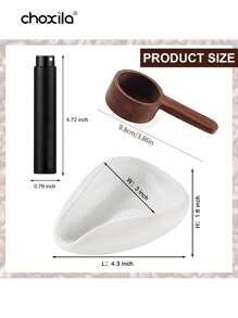 choxila 3件套，咖啡豆计量杯+防静电喷雾瓶+咖啡勺，咖啡配件，陶瓷计量容器，单剂量量盘套件，咖啡礼品学校用品返校 - 白色 - 查看 3