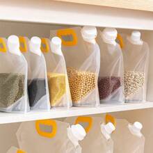 5个带手柄和喷嘴的可重复使用储物袋、分装袋、保鲜袋、防臭防漏冷冻袋，适用于液体午餐、腌制肉类、水果和蔬菜、谷物、家庭厨房用品、厨房配件