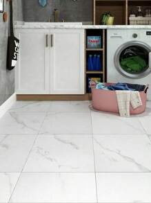 3 paquetes de pisos de vinilo de pelar y pegar, pisos laminados blancos para el baño, baldosas de pisos de vinilo con diseño mármol gris, pegatinas de pisos que se pegan al suelo para cocina, dormitorio, sótano, linóleo, tamaño de 30 x 30 cm - 3 piezas - Ver 10