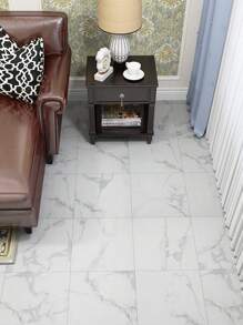3 paquetes de pisos de vinilo de pelar y pegar, pisos laminados blancos para el baño, baldosas de pisos de vinilo con diseño mármol gris, pegatinas de pisos que se pegan al suelo para cocina, dormitorio, sótano, linóleo, tamaño de 30 x 30 cm - 3 piezas - Ver 8