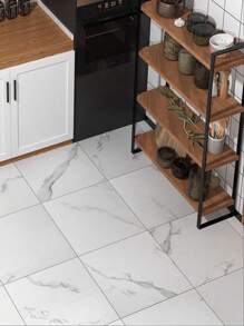 3 paquetes de pisos de vinilo de pelar y pegar, pisos laminados blancos para el baño, baldosas de pisos de vinilo con diseño mármol gris, pegatinas de pisos que se pegan al suelo para cocina, dormitorio, sótano, linóleo, tamaño de 30 x 30 cm - 3 piezas - Ver 6