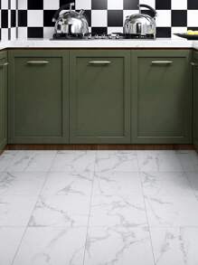 3 paquetes de pisos de vinilo de pelar y pegar, pisos laminados blancos para el baño, baldosas de pisos de vinilo con diseño mármol gris, pegatinas de pisos que se pegan al suelo para cocina, dormitorio, sótano, linóleo, tamaño de 30 x 30 cm - 3 piezas - Ver 7