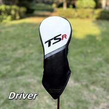 TSR高爾夫球桿頭套，針對公路，司機，混合球桿，PU皮革防水套，高爾夫球用品 - 黑與白 - 查看 2