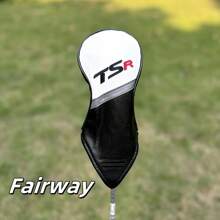 TSR高爾夫球桿頭套，針對公路，司機，混合球桿，PU皮革防水套，高爾夫球用品 - 黑與白 - 查看 3
