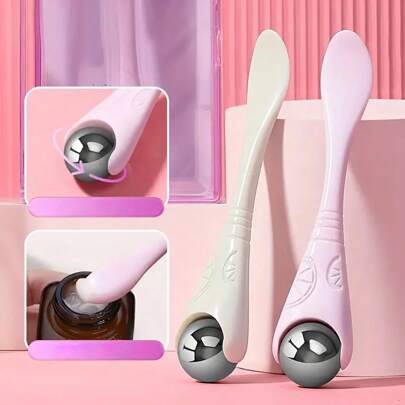 1 peça de bastão de massagem com esfera de rolo de dupla finalidade e colher de creme para os olhos, rolo facial para os olhos, bastão de massagem facial para cuidados diários com a pele e alívio do inchaço, ferramenta de cuidado facial para mulheres adultas, beleza, produtos para cuidados com a pele, spa, autocuidado, ferramentas para cuidados com a pele, cuidados faciais, suprimentos para esteticistas, massagem, ferramenta de massagem facial, rolo facial