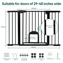 Baby Gate With Adjustable Cat Door, 30 Inch Height Easy Install Pressure/Hardware Mounted Dog Gates For The House, Auto Close Pet Gate For Stairs - 黑色 - 查看 7