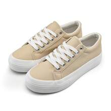 Women Platform Fashion Walking Sneakers Casual Platform Shoes Lace Up PU Leather Lack Up Non-Slip Shoes