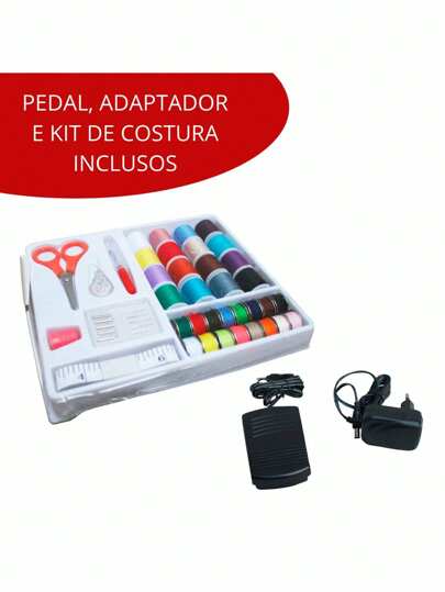 Máquina Costura Portátil Importway C/ Kit De Costura Bivolt 12 Pontos
