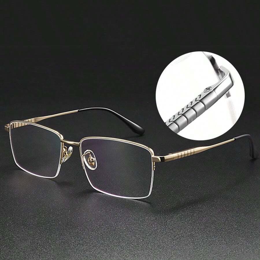 Titanium Leg New Ultra-Elastic Myopia Glasses Frame For Men, Business Casual Semi-Rimless High-Quality Eyeglass Frame - Silver - View 1