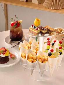 1/2PCS Ice Cream Stand, Clear Acrylic Party Ice Cream Cone Stand, Birthday Food Display Stand, Party Gathering Supplies