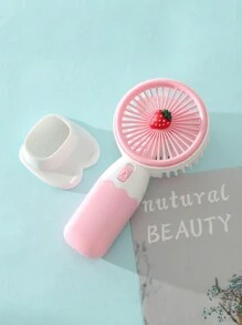 AOYI 1 pieza Ventilador portátil de mano con diseño de frutas, con cable de carga USB, funciona con batería - Multicolor - Ver 8