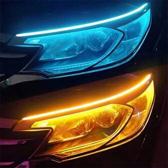 2 pièces Feux de jour flexibles à LED pour voiture DRL, feu de signalisation pour phare étanche 30cm/45cm/60cm Blanc/Rouge/Jaune/Bleu
