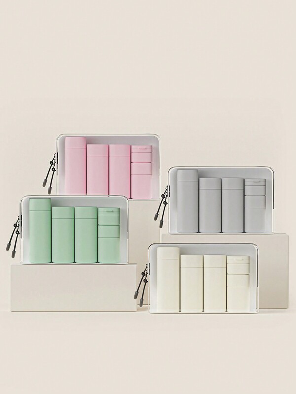 5 peças Conjunto de Dispensadores de Creme Portáteis de Toque Macio em Cores Múltiplas para Loção, Limpador, Shampoo, Essenciais de Viagem, Organizador de Viagem para Praia, Férias de Verão, Volta às Aulas, Suprimentos Escolares, Férias, Acampamento, Acessórios Essenciais de Férias, Mini Perfumes para Mulheres, Perfumes para Homens