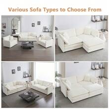 Luxury Loveseat Sofa Couch, 76" Modern Chenille Deep 2-Seater Cloud Couch With 2 Armrest Pillows And 2 Toss Pillows, Love Seat For Living Room Bedroom Office Apartment - 米色 - 查看 7