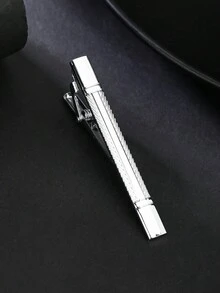 1 chiếc kẹp cà vạt bằng đồng thau thời trang dành cho doanh nhân dành cho nam giới, thích hợp để mặc hàng ngày - Bạc - Xem 4