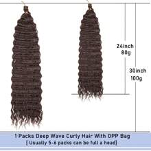 1 包海浪钩针编织发，30 英寸深波浪编织发，适合女士合成卷曲钩针接发，波浪编织发，波西米亚钩针编织发（4#） - 黑棕色 - 查看 4