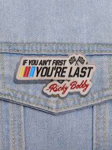 1pc Cartoon Motivation 'If You Ain't First, You're Last' English Geometric Shape Badge, Versatile Metal Brooch For Daily Wear Or As A Delicate Gift, Suitable For Both Men And Women - Letter - View 2